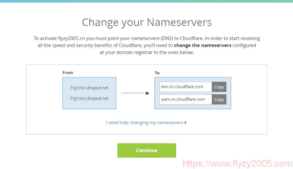 cloudflare-cdn-change-nameservers
